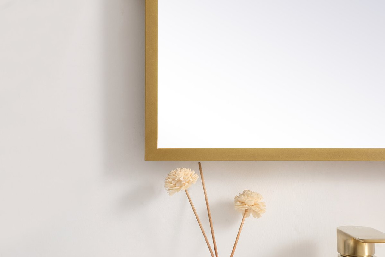 Elegant Decor MRE61830BR Pier 18x30 inch LED mirror with adjustable color temperature 3000K/4200K/6400K in brass