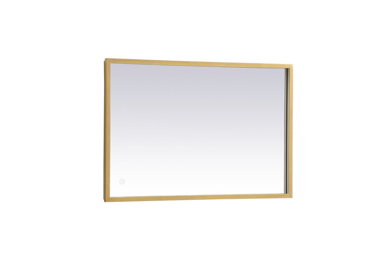 Elegant Decor MRE61830BR Pier 18x30 inch LED mirror with adjustable color temperature 3000K/4200K/6400K in brass