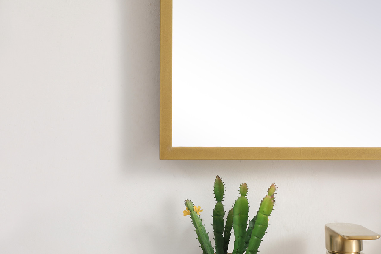 Elegant Decor MRE61830BR Pier 18x30 inch LED mirror with adjustable color temperature 3000K/4200K/6400K in brass