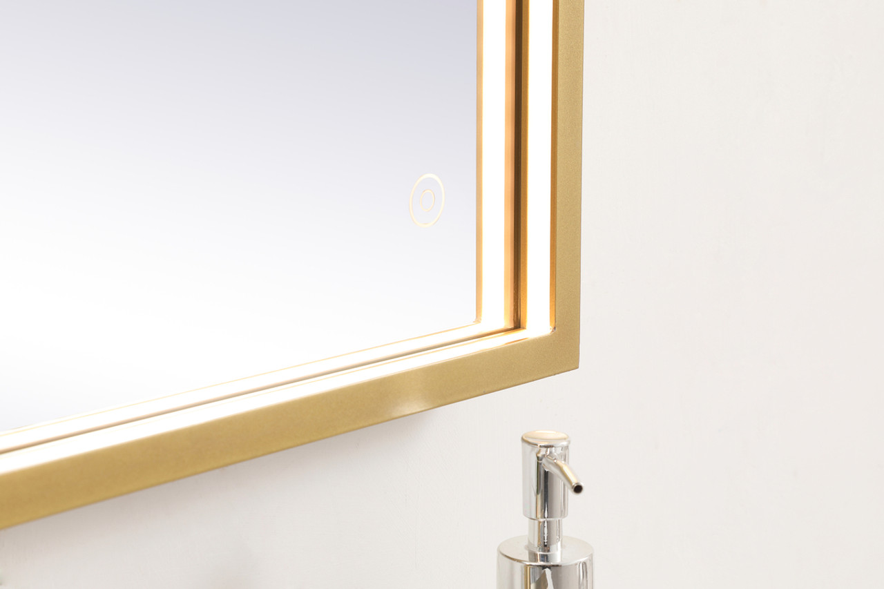 Elegant Decor MRE61830BR Pier 18x30 inch LED mirror with adjustable color temperature 3000K/4200K/6400K in brass
