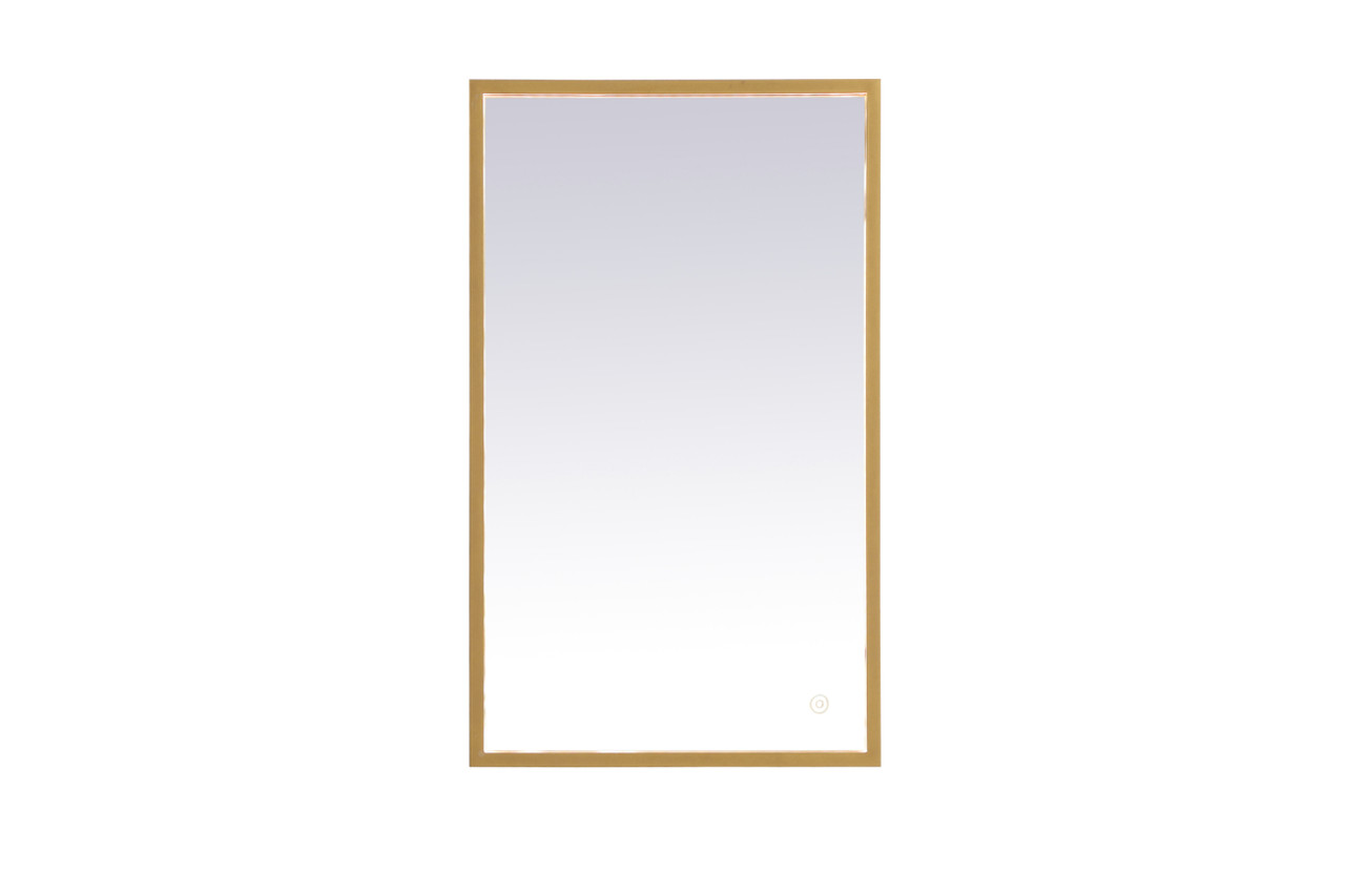 Elegant Decor MRE61830BR Pier 18x30 inch LED mirror with adjustable color temperature 3000K/4200K/6400K in brass