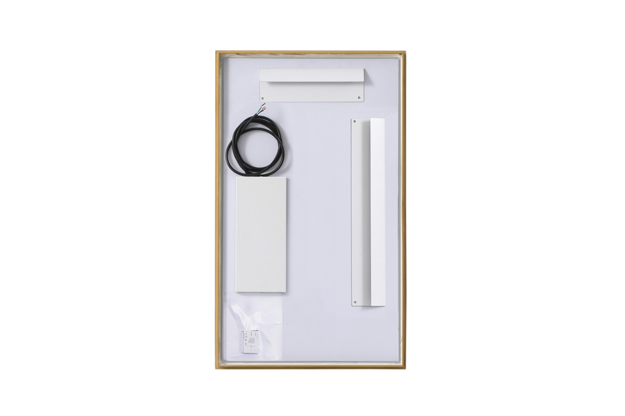 Elegant Decor MRE61830BR Pier 18x30 inch LED mirror with adjustable color temperature 3000K/4200K/6400K in brass