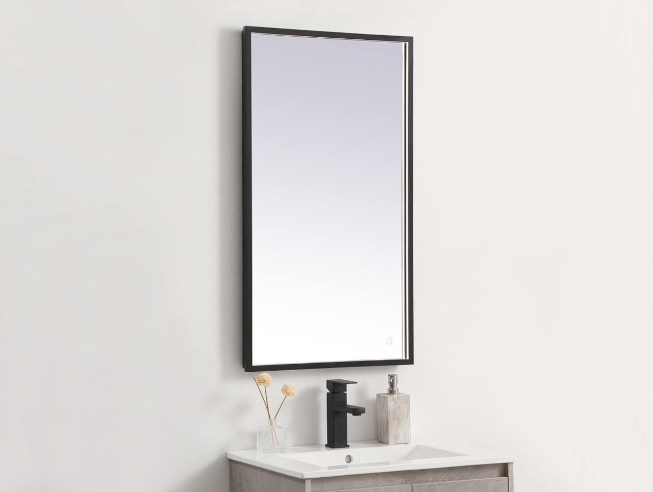 Elegant Decor MRE61836BK Pier 18x36 inch LED mirror with adjustable color temperature 3000K/4200K/6400K in black