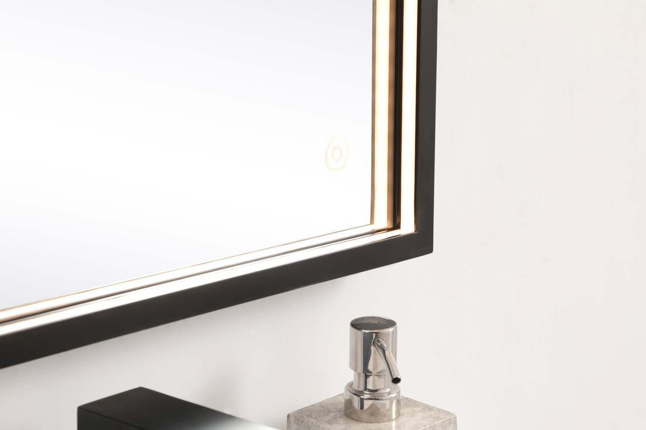 Elegant Decor MRE61836BK Pier 18x36 inch LED mirror with adjustable color temperature 3000K/4200K/6400K in black