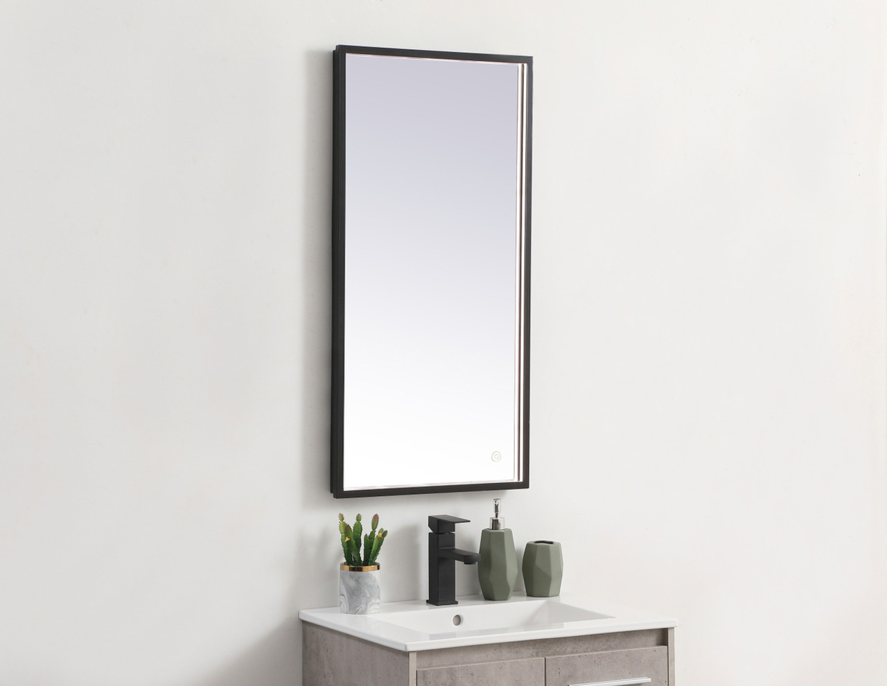 Elegant Decor MRE61836BK Pier 18x36 inch LED mirror with adjustable color temperature 3000K/4200K/6400K in black