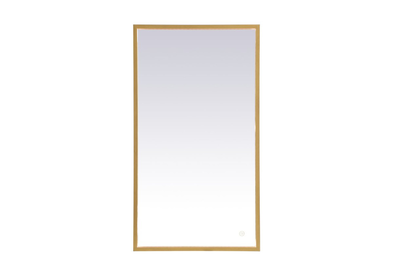 Elegant Decor MRE61836BR Pier 18x36 inch LED mirror with adjustable color temperature 3000K/4200K/6400K in brass
