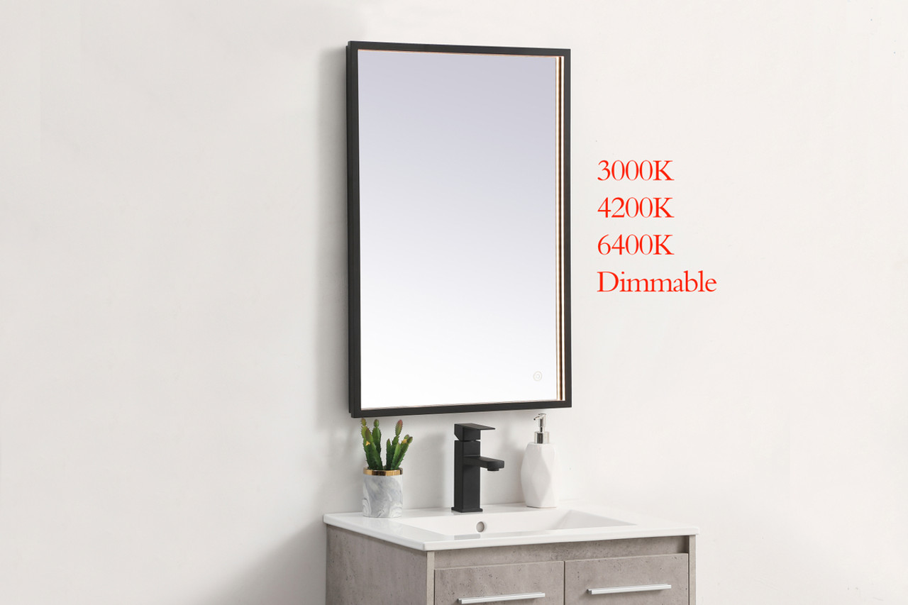Elegant Decor MRE62030BK Pier 20x30 inch LED mirror with adjustable color temperature 3000K/4200K/6400K in black