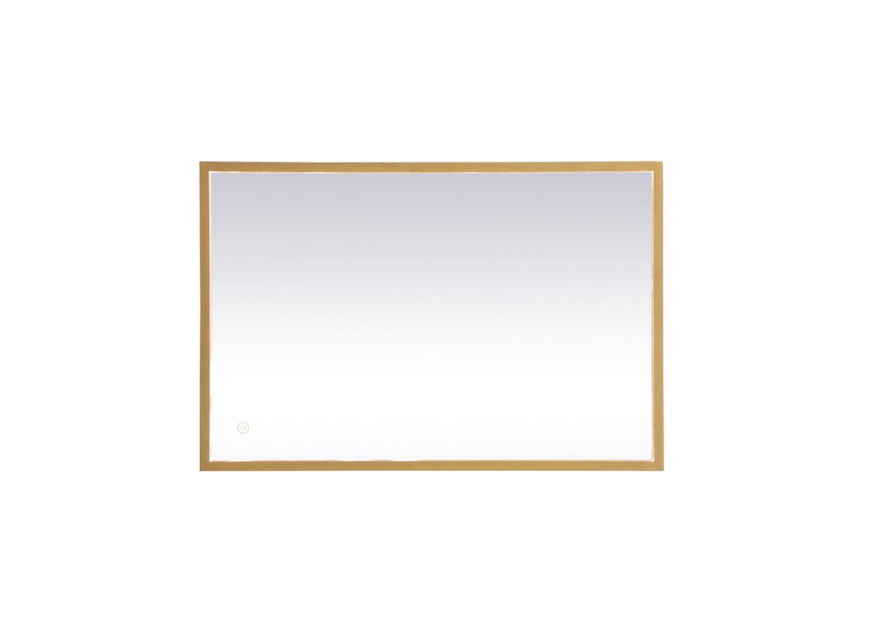 Elegant Decor MRE62030BR Pier 20x30 inch LED mirror with adjustable color temperature 3000K/4200K/6400K in brass