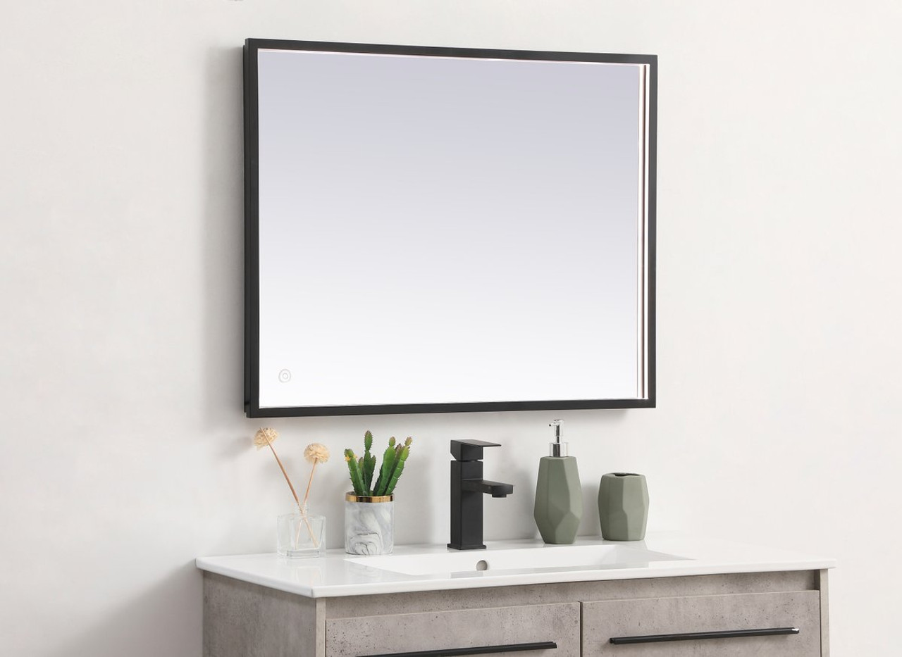 Elegant Decor MRE62036BK Pier 20x36 inch LED mirror with adjustable color temperature 3000K/4200K/6400K in black