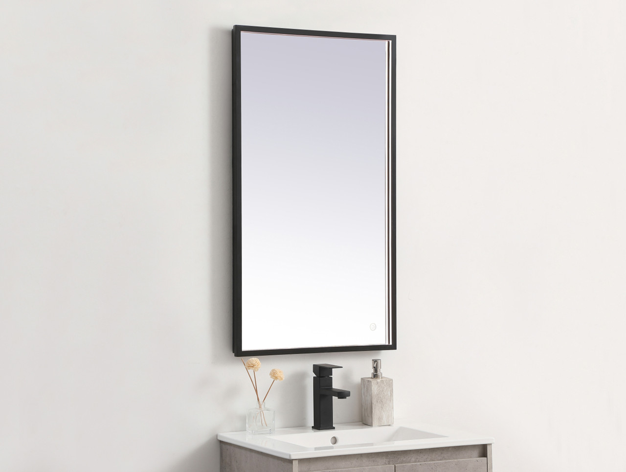 Elegant Decor MRE62036BK Pier 20x36 inch LED mirror with adjustable color temperature 3000K/4200K/6400K in black