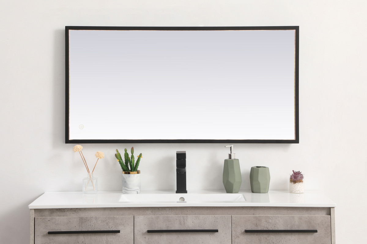 Elegant Decor MRE62040BK Pier 20x40 inch LED mirror with adjustable color temperature 3000K/4200K/6400K in black