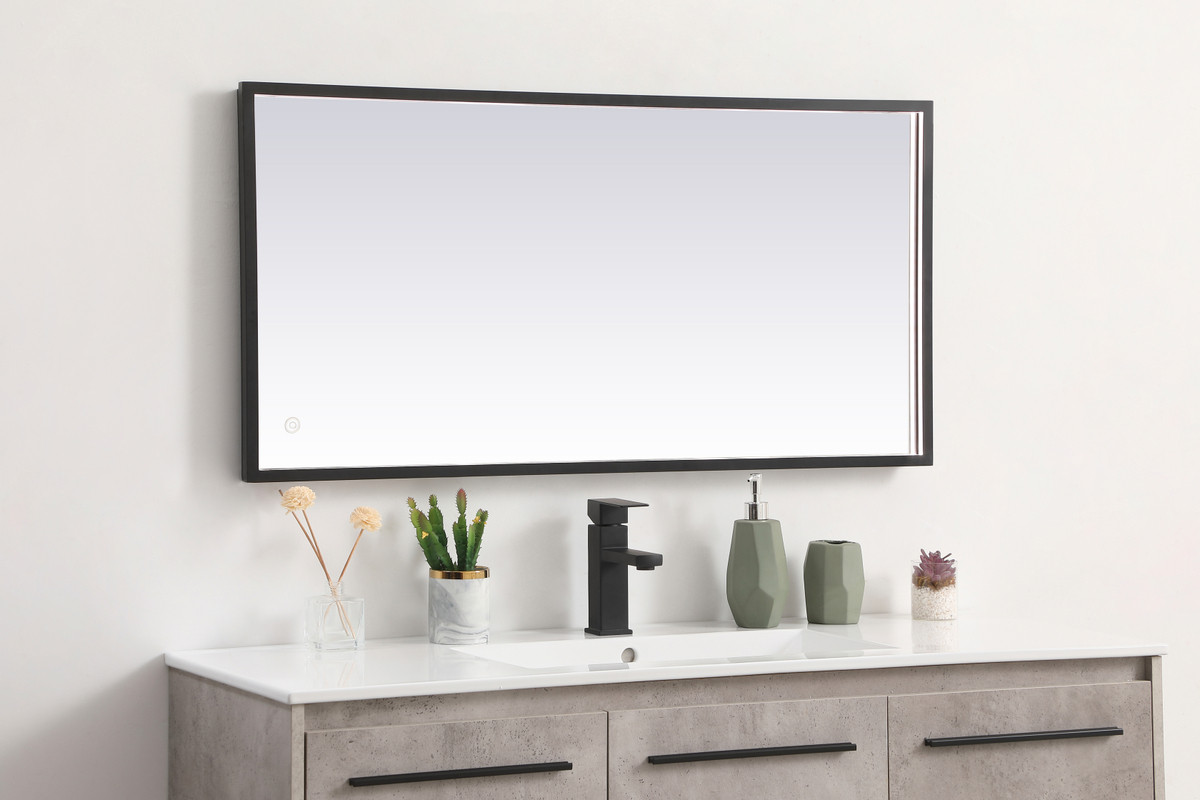 Elegant Decor MRE62040BK Pier 20x40 inch LED mirror with adjustable color temperature 3000K/4200K/6400K in black