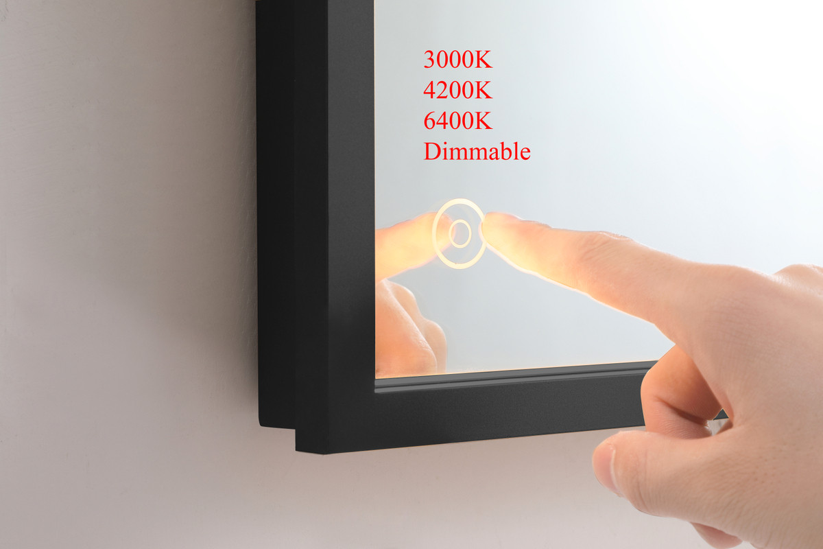 Elegant Decor MRE62040BK Pier 20x40 inch LED mirror with adjustable color temperature 3000K/4200K/6400K in black