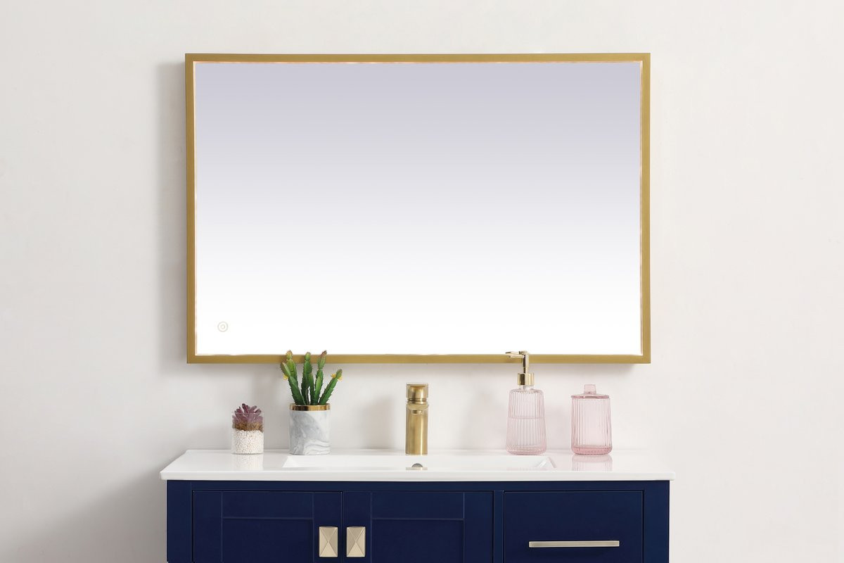 Elegant Decor MRE62040BR Pier 20x40 inch LED mirror with adjustable color temperature 3000K/4200K/6400K in brass