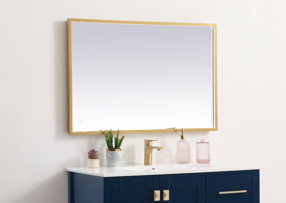 Elegant Decor MRE62040BR Pier 20x40 inch LED mirror with adjustable color temperature 3000K/4200K/6400K in brass