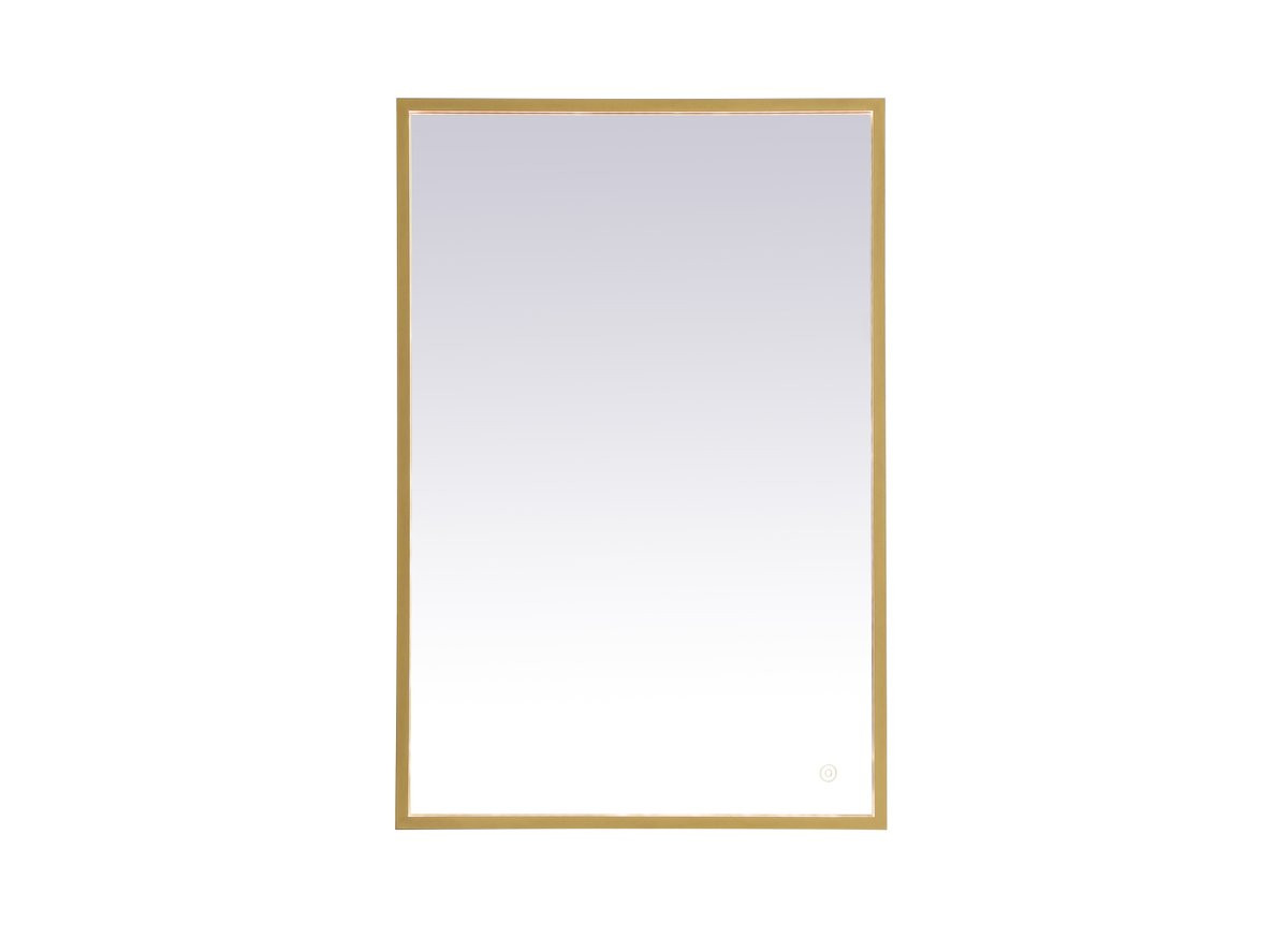 Elegant Decor MRE62040BR Pier 20x40 inch LED mirror with adjustable color temperature 3000K/4200K/6400K in brass