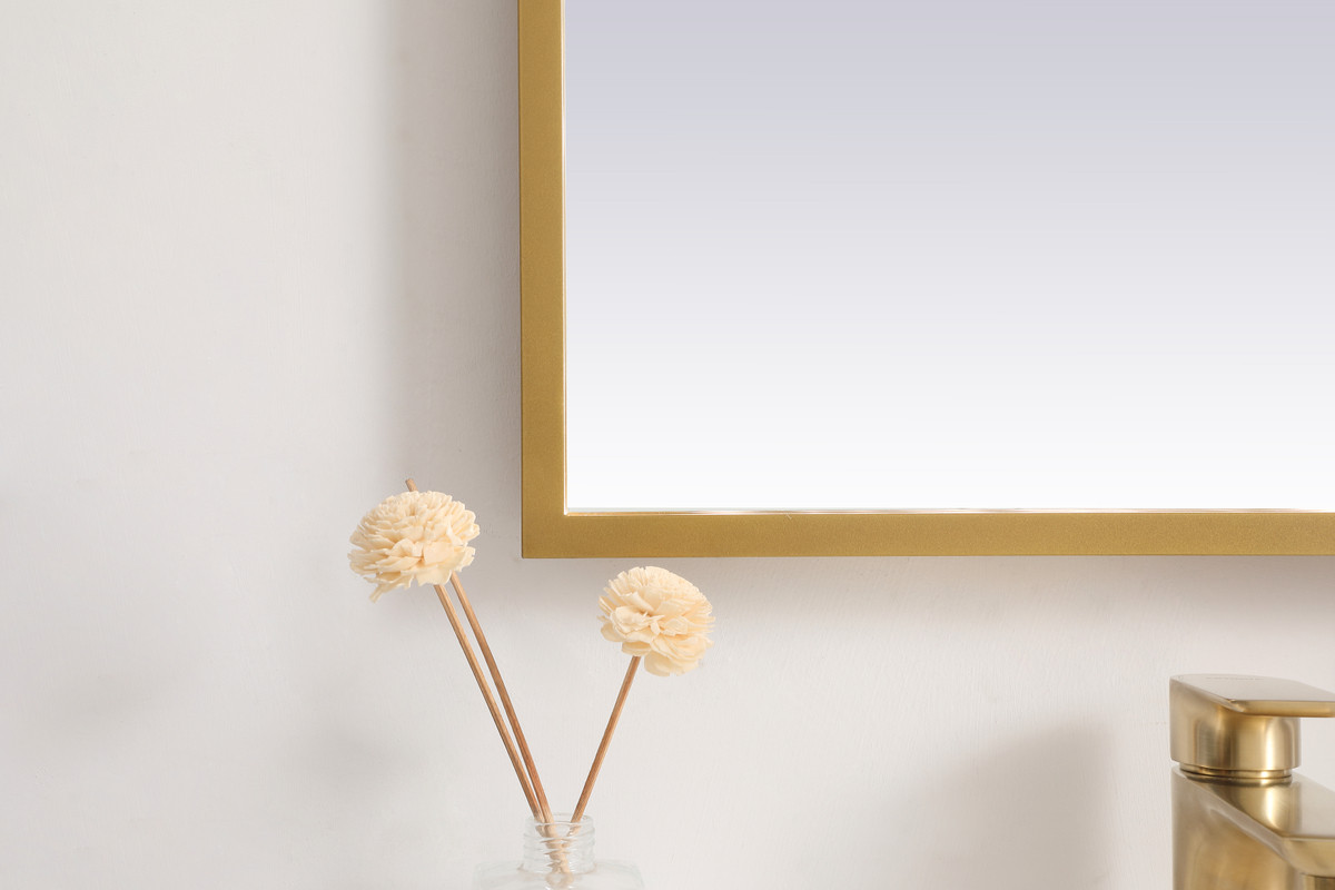Elegant Decor MRE62040BR Pier 20x40 inch LED mirror with adjustable color temperature 3000K/4200K/6400K in brass