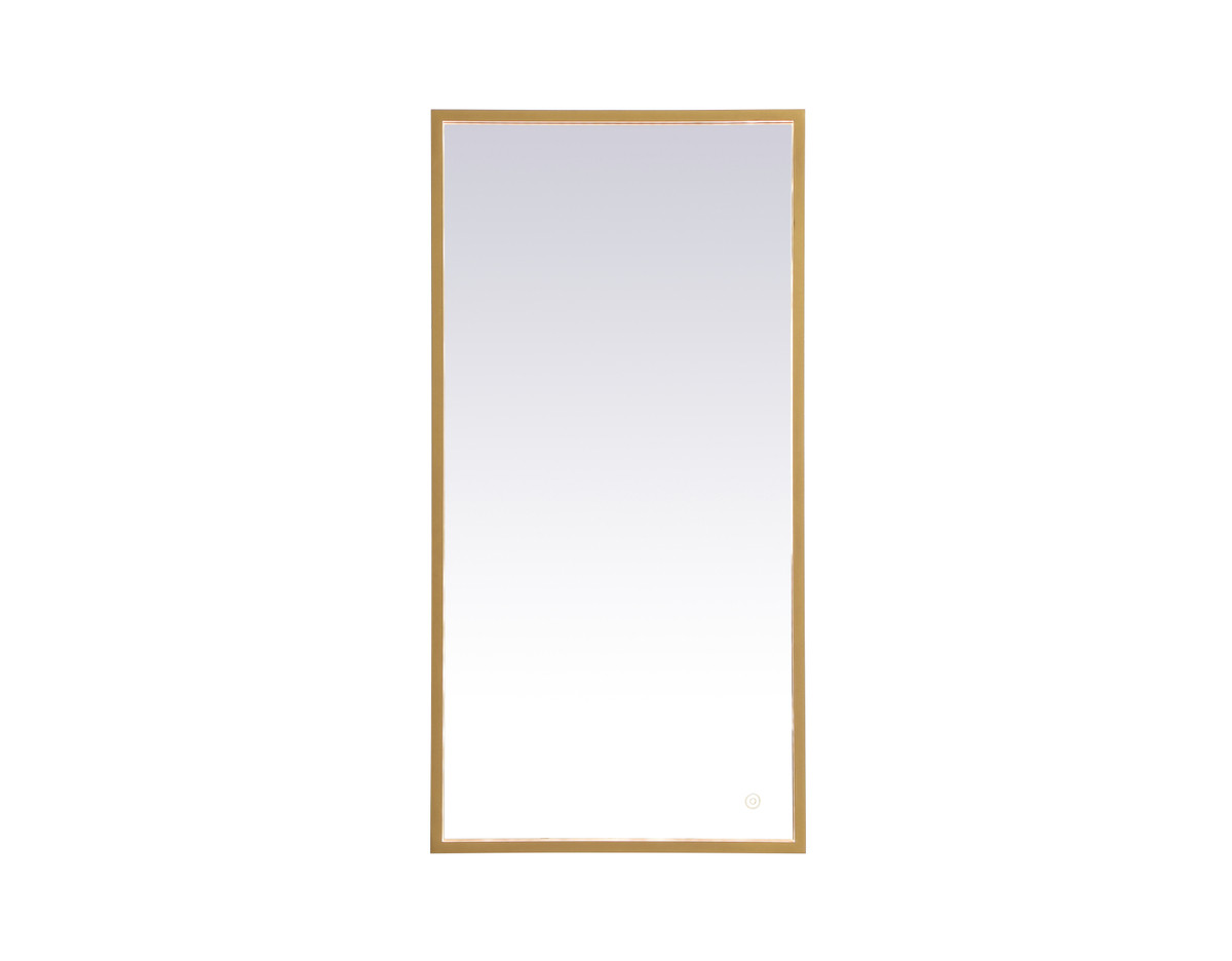 Elegant Decor MRE62040BR Pier 20x40 inch LED mirror with adjustable color temperature 3000K/4200K/6400K in brass