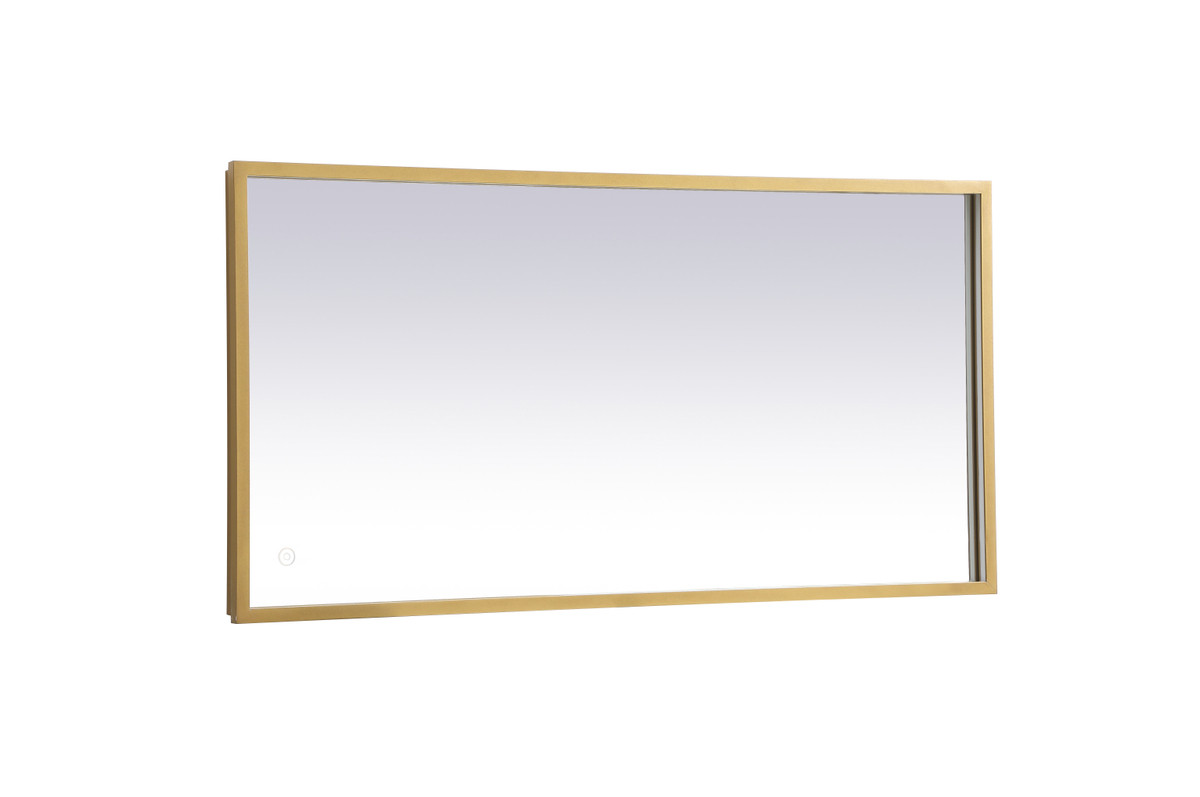 Elegant Decor MRE62040BR Pier 20x40 inch LED mirror with adjustable color temperature 3000K/4200K/6400K in brass