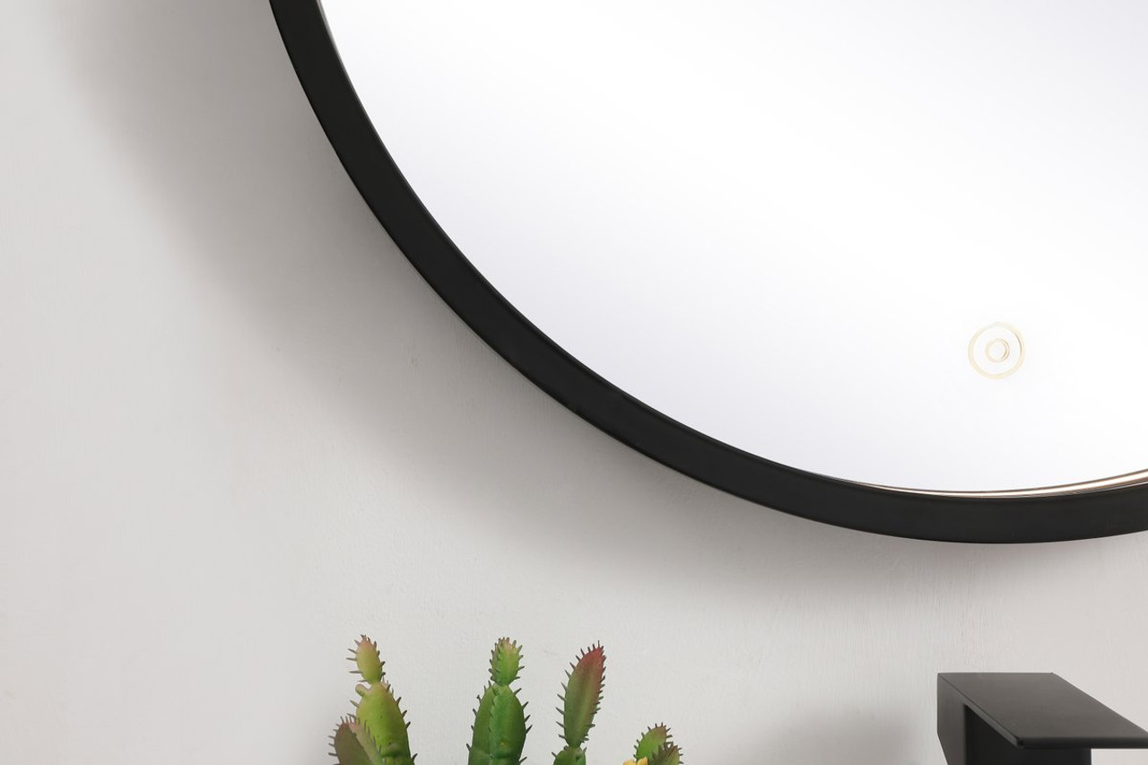 Elegant Decor MRE6021BK Pier 21 inch LED mirror with adjustable color temperature 3000K/4200K/6400K in black