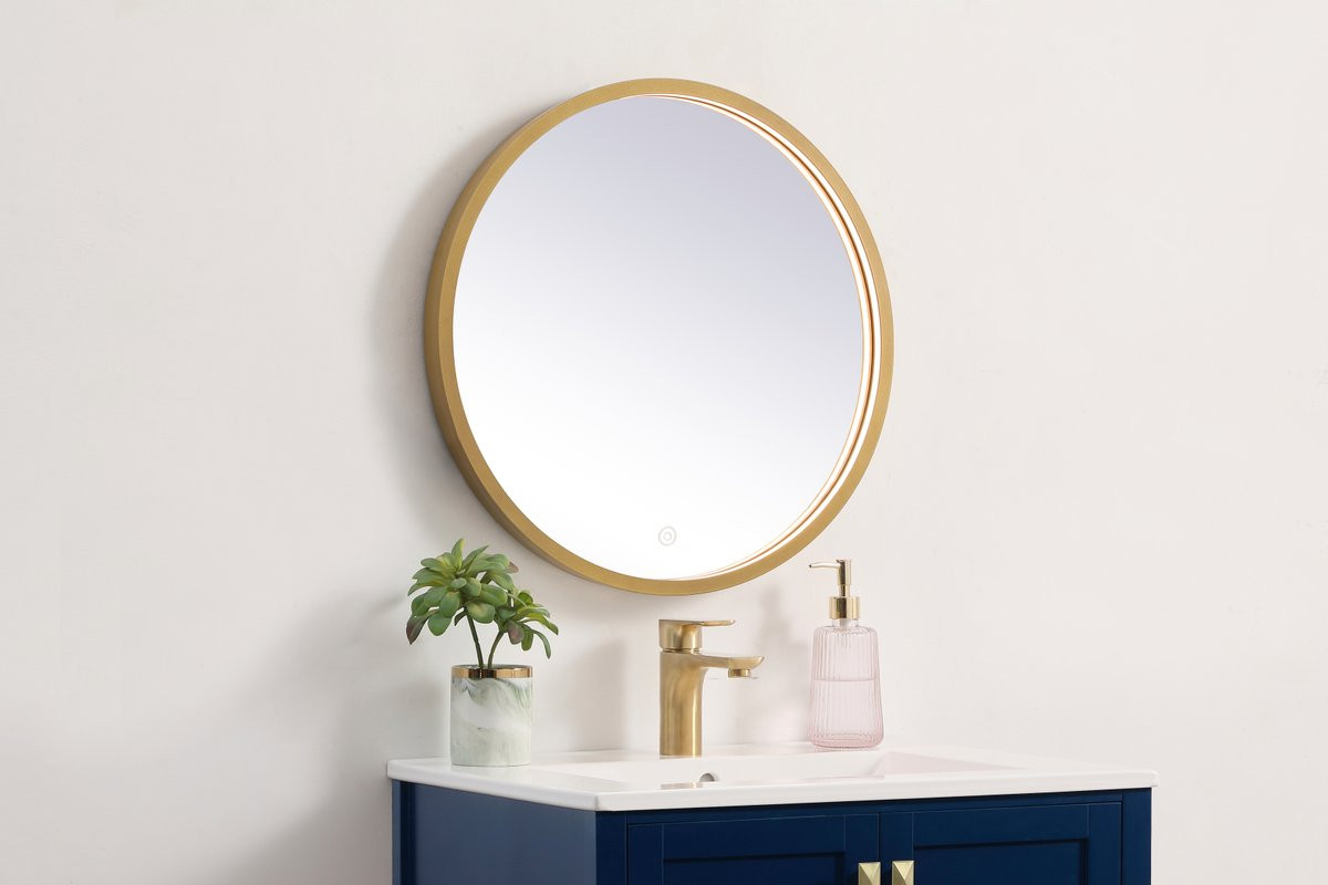 Elegant Decor MRE6021BR Pier 21 inch LED mirror with adjustable color temperature 3000K/4200K/6400K in brass