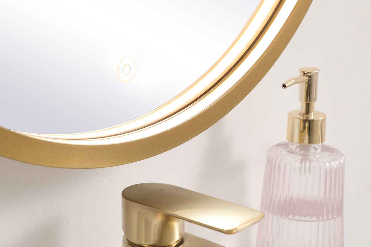 Elegant Decor MRE6021BR Pier 21 inch LED mirror with adjustable color temperature 3000K/4200K/6400K in brass
