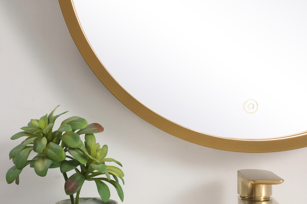 Elegant Decor MRE6021BR Pier 21 inch LED mirror with adjustable color temperature 3000K/4200K/6400K in brass