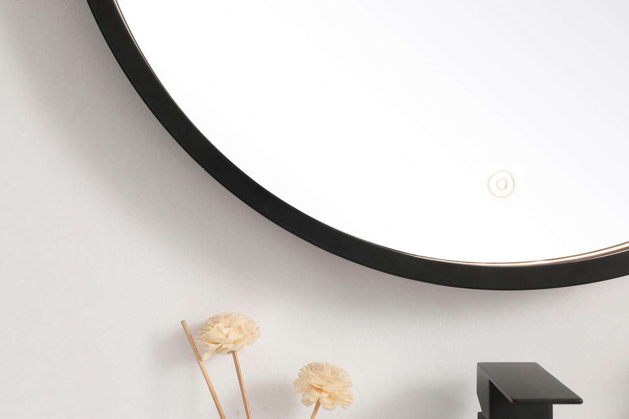 Elegant Decor MRE6024BK Pier 24 inch LED mirror with adjustable color temperature 3000K/4200K/6400K in black