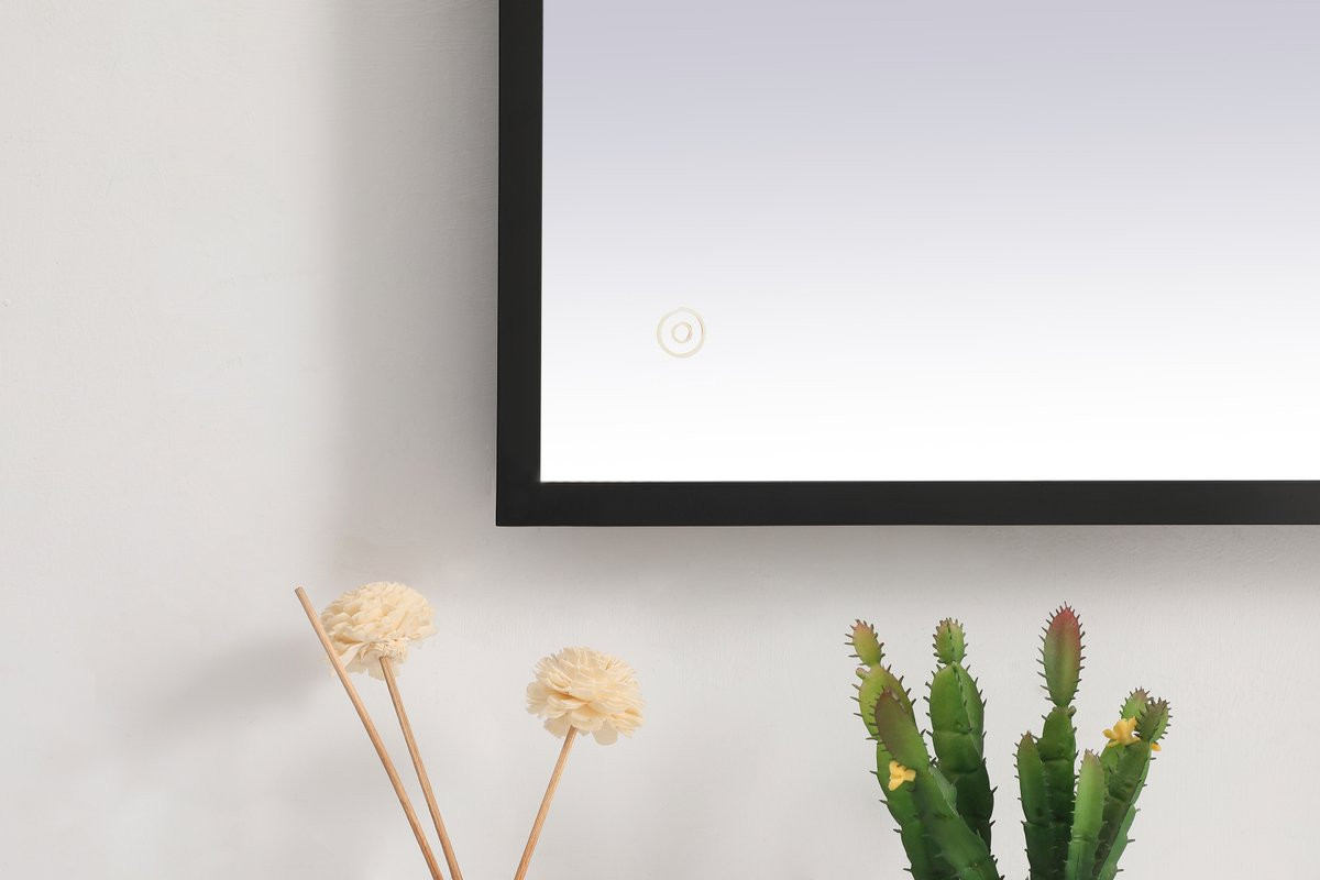 Elegant Decor MRE62430BK Pier 24x30 inch LED mirror with adjustable color temperature 3000K/4200K/6400K in black