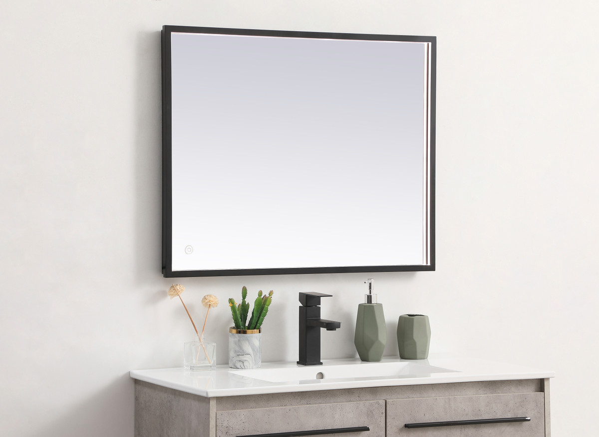 Elegant Decor MRE62430BK Pier 24x30 inch LED mirror with adjustable color temperature 3000K/4200K/6400K in black