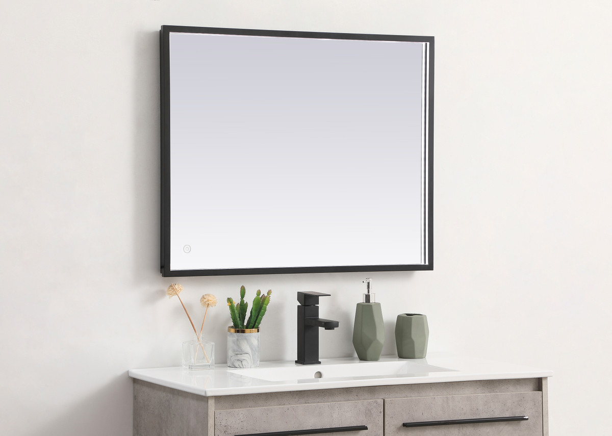 Elegant Decor MRE62430BK Pier 24x30 inch LED mirror with adjustable color temperature 3000K/4200K/6400K in black
