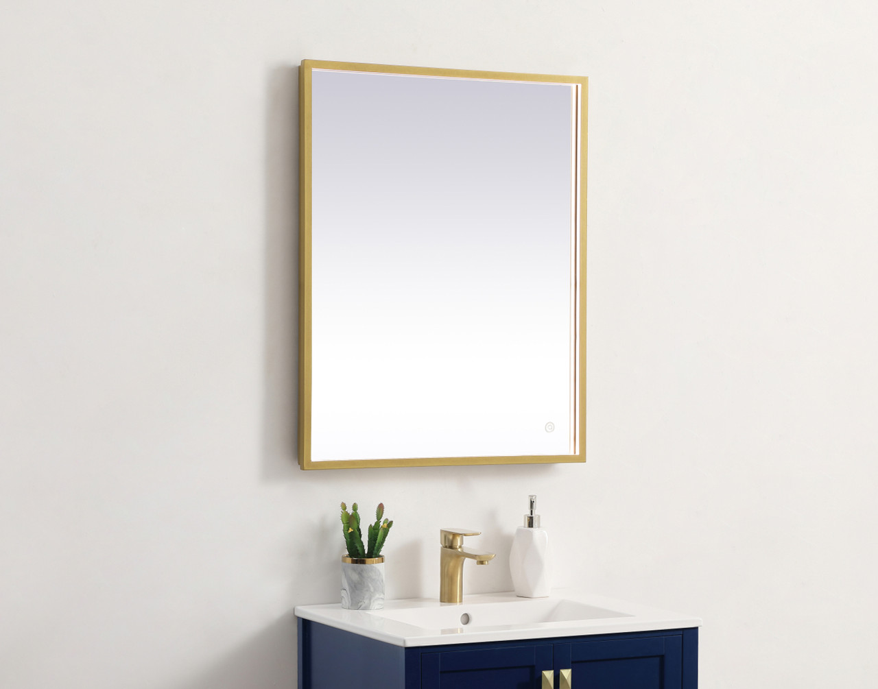 Elegant Decor MRE62430BR Pier 24x30 inch LED mirror with adjustable color temperature 3000K/4200K/6400K in brass