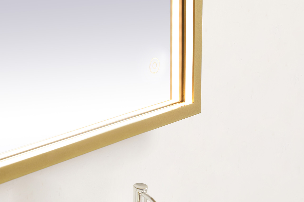 Elegant Decor MRE62430BR Pier 24x30 inch LED mirror with adjustable color temperature 3000K/4200K/6400K in brass