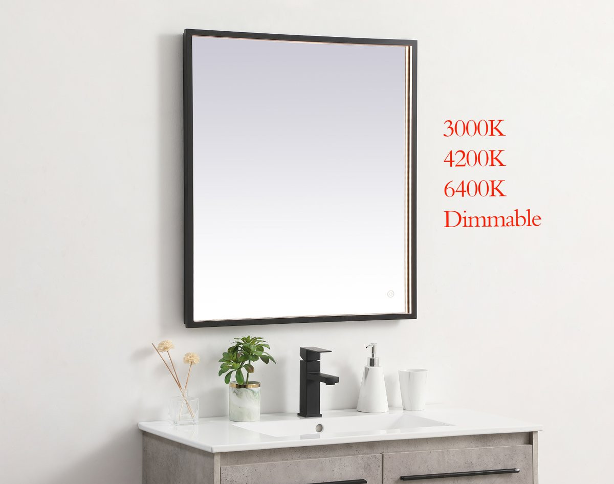 Elegant Decor MRE62436BK Pier 24x36 inch LED mirror with adjustable color temperature 3000K/4200K/6400K in black