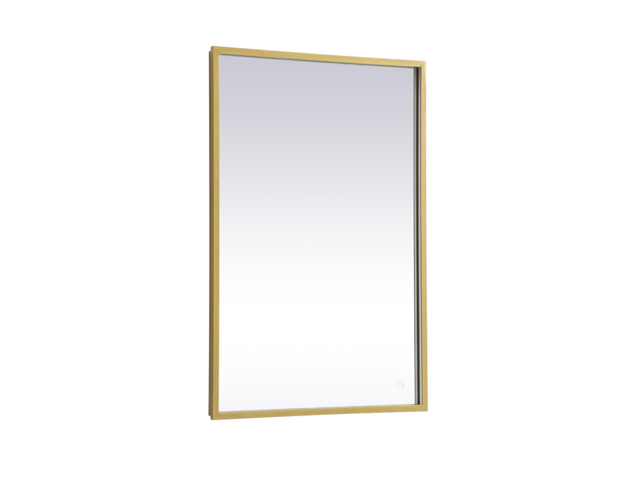 Elegant Decor MRE62436BR Pier 24x36 inch LED mirror with adjustable color temperature 3000K/4200K/6400K in brass