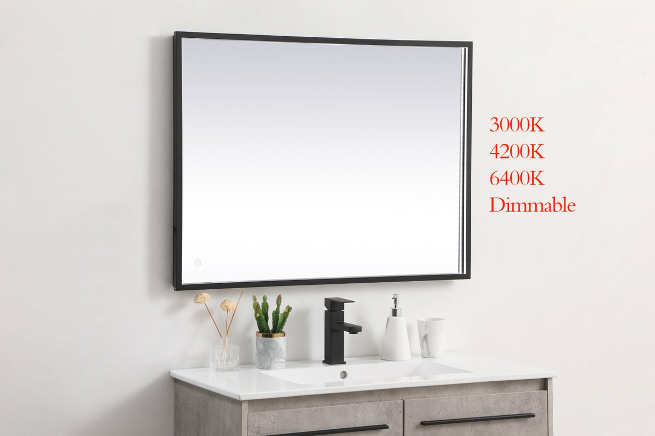 Elegant Decor MRE62440BK Pier 24x40 inch LED mirror with adjustable color temperature 3000K/4200K/6400K in black