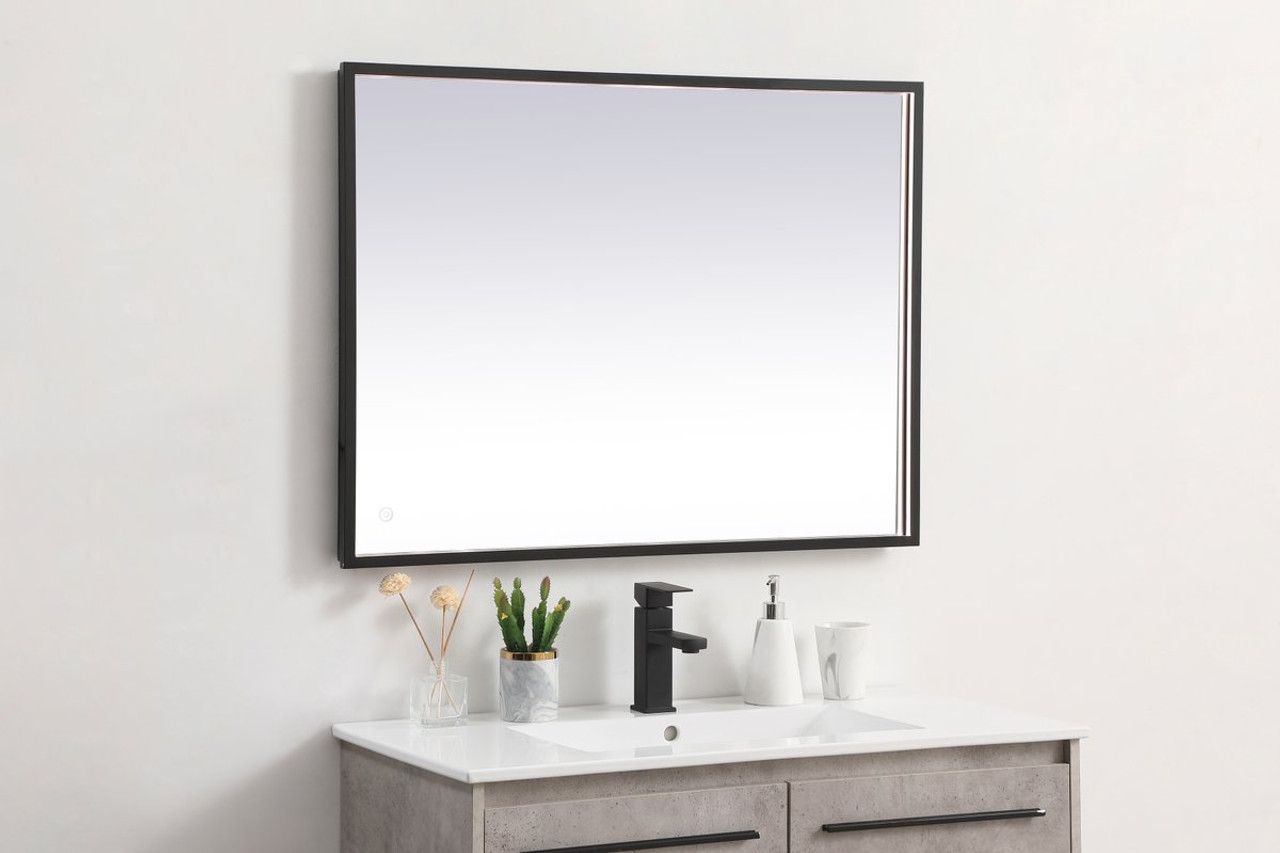 Elegant Decor MRE62440BK Pier 24x40 inch LED mirror with adjustable color temperature 3000K/4200K/6400K in black