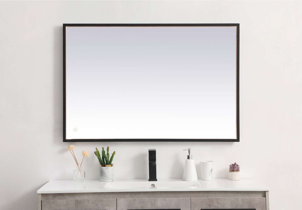 Elegant Decor MRE62730BK Pier 27x30 inch LED mirror with adjustable color temperature 3000K/4200K/6400K in black