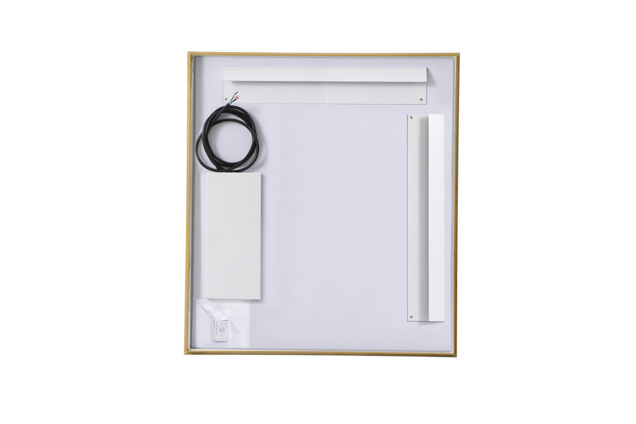 Elegant Decor MRE62730BR Pier 27x30 inch LED mirror with adjustable color temperature 3000K/4200K/6400K in brass