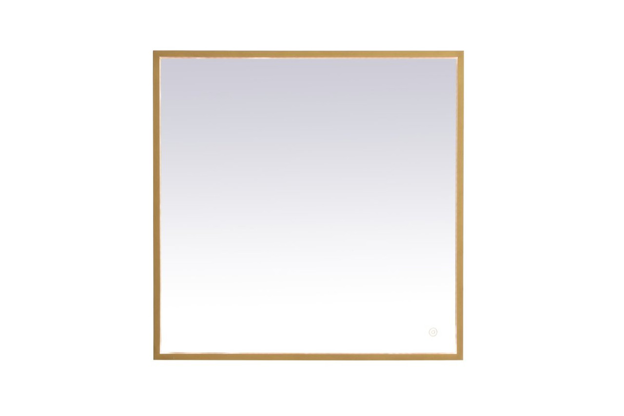 Elegant Decor MRE62736BR Pier 27x36 inch LED mirror with adjustable color temperature 3000K/4200K/6400K in brass