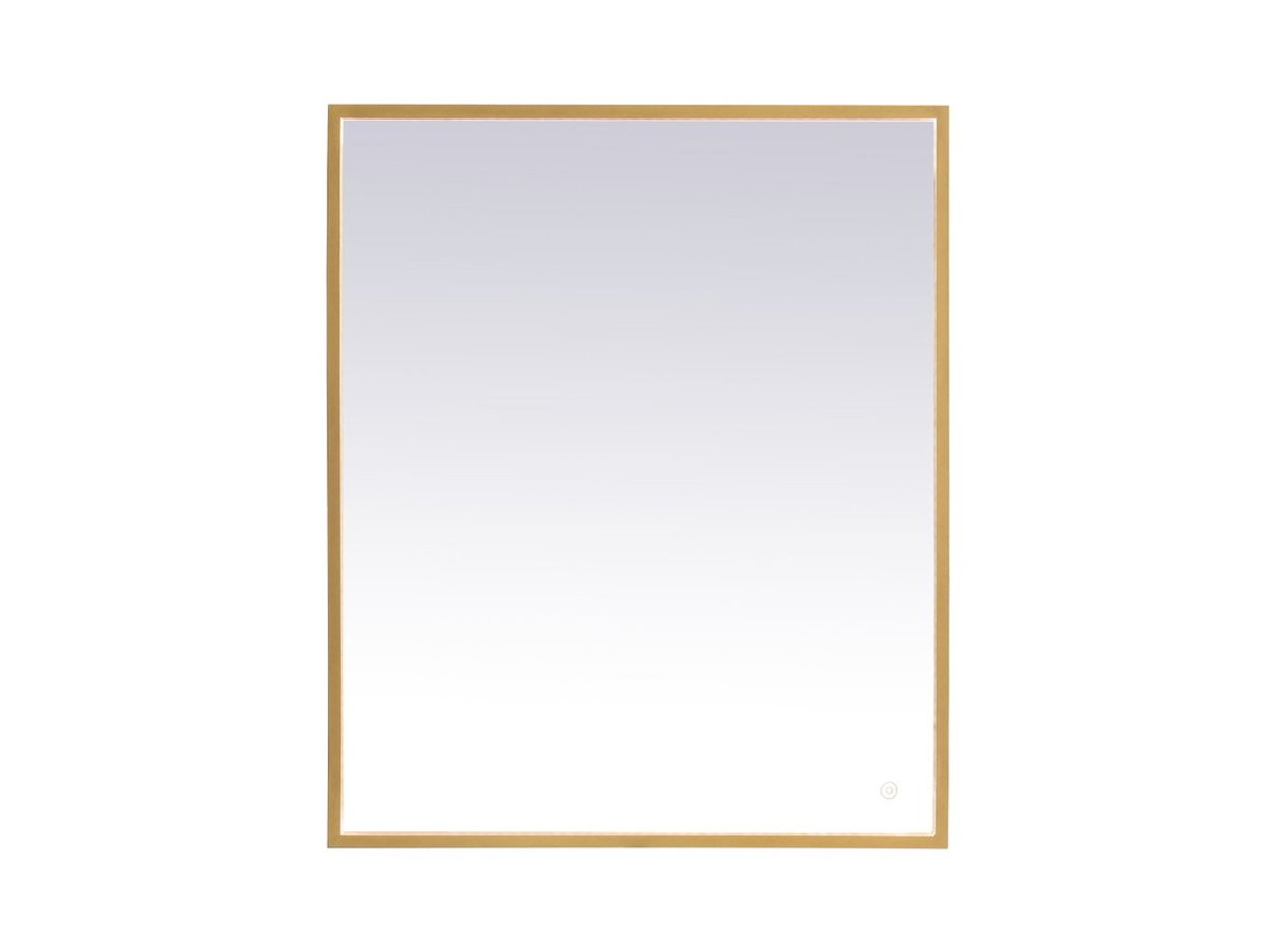 Elegant Decor MRE62740BR Pier 27x40 inch LED mirror with adjustable color temperature 3000K/4200K/6400K in brass