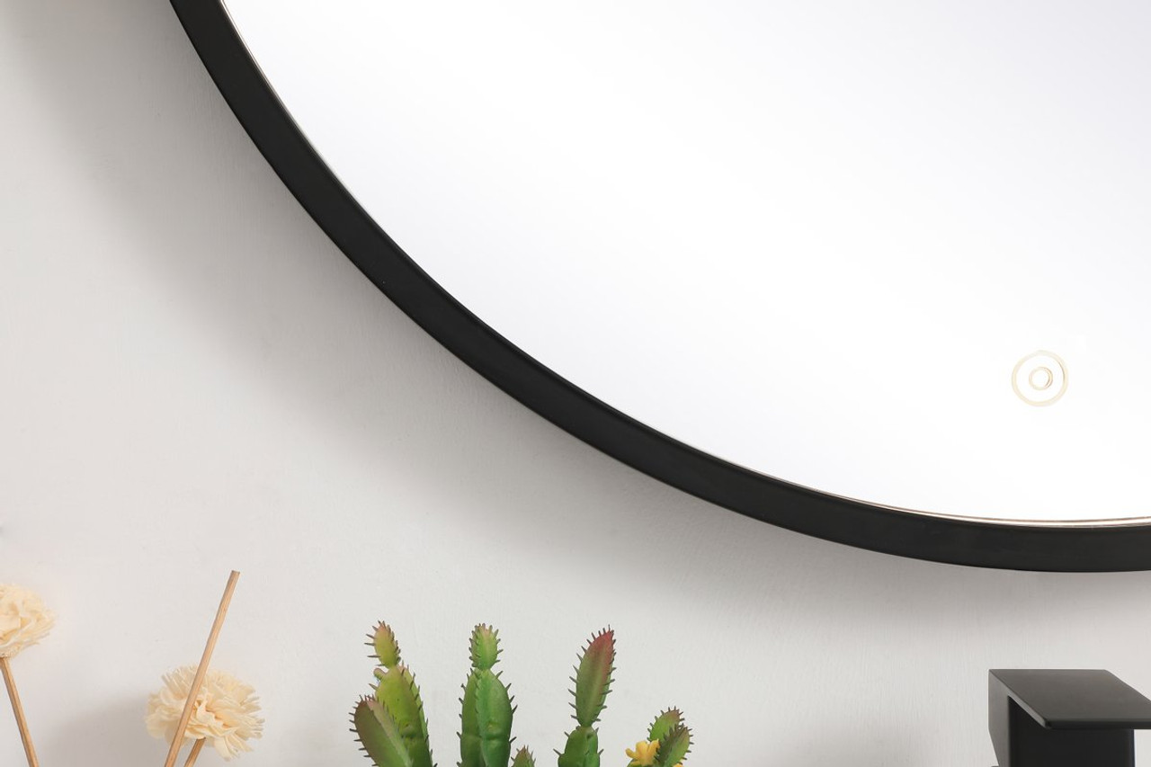 Elegant Decor MRE6028BK Pier 28 inch LED mirror with adjustable color temperature 3000K/4200K/6400K in black