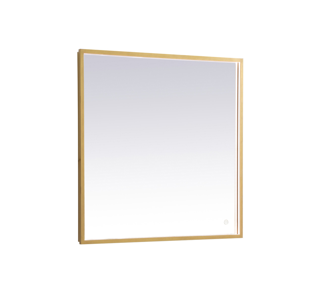 Elegant Decor MRE63030BR Pier 30x30 inch LED mirror with adjustable color temperature 3000K/4200K/6400K in brass