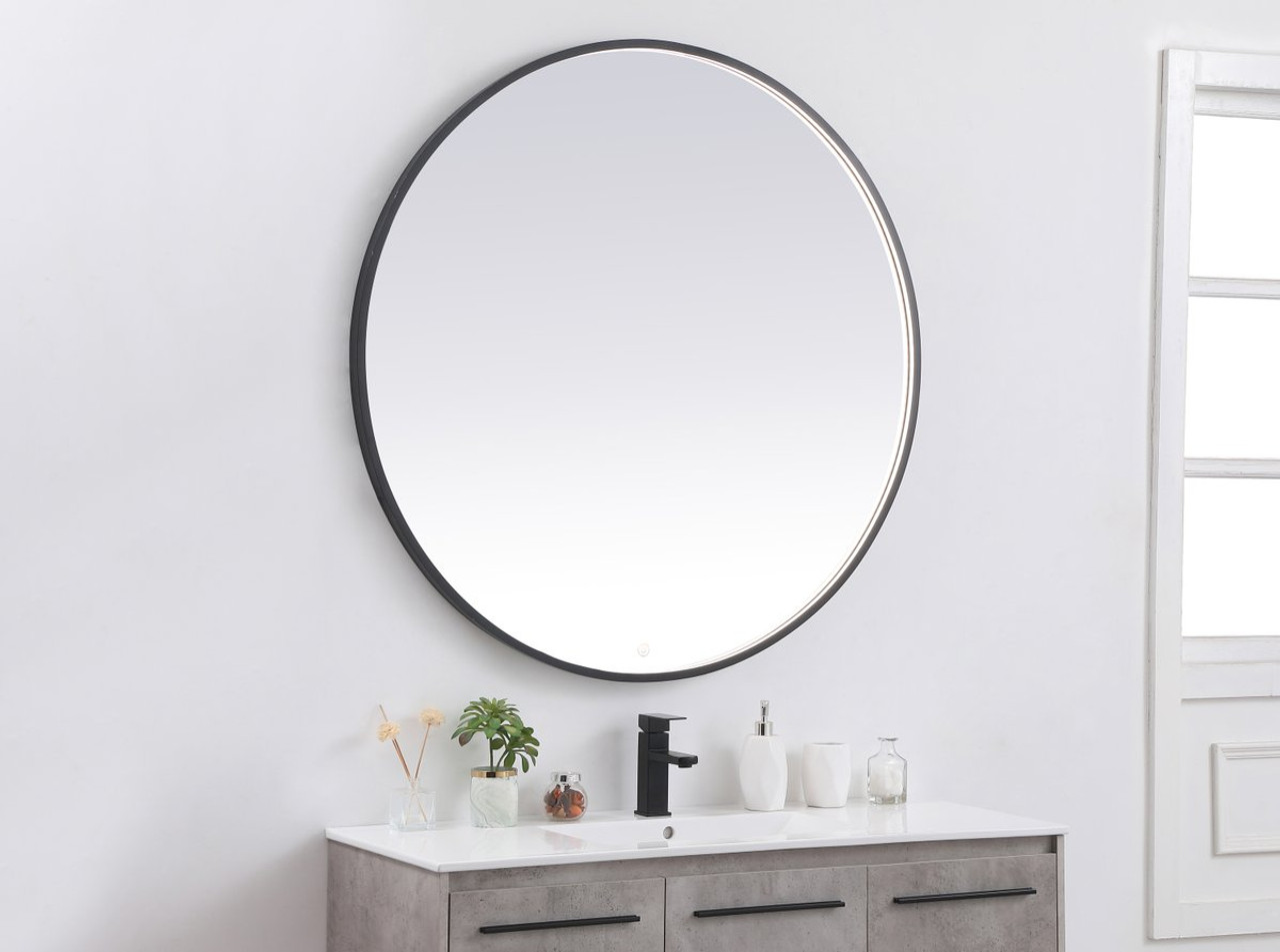Elegant Decor MRE63036BK Pier 30x36 inch LED mirror with adjustable color temperature 3000K/4200K/6400K in black