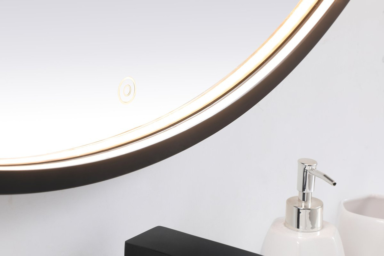 Elegant Decor MRE63036BK Pier 30x36 inch LED mirror with adjustable color temperature 3000K/4200K/6400K in black
