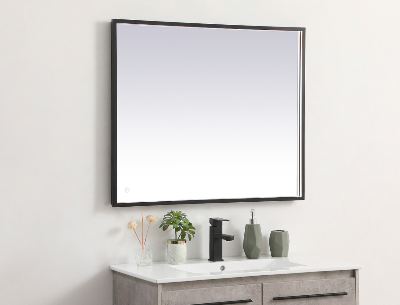 Elegant Decor MRE63036BK Pier 30x36 inch LED mirror with adjustable color temperature 3000K/4200K/6400K in black