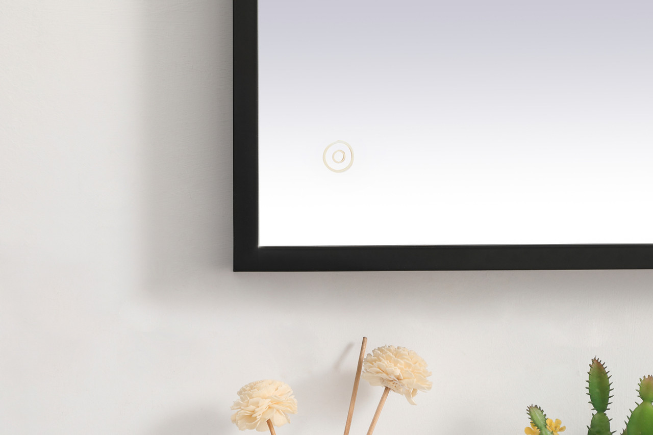 Elegant Decor MRE63036BK Pier 30x36 inch LED mirror with adjustable color temperature 3000K/4200K/6400K in black