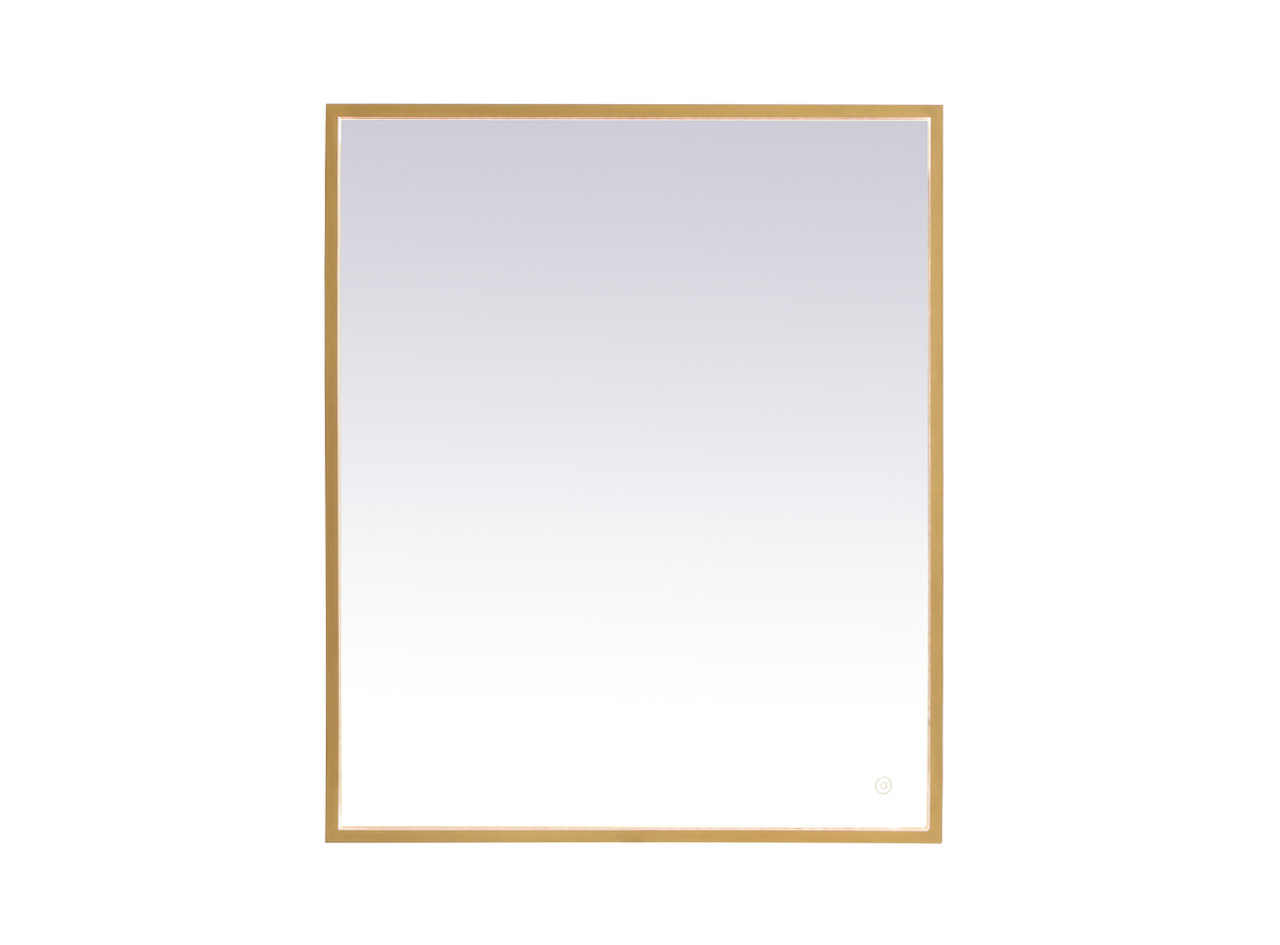 Elegant Decor MRE63036BR Pier 30x36 inch LED mirror with adjustable color temperature 3000K/4200K/6400K in brass