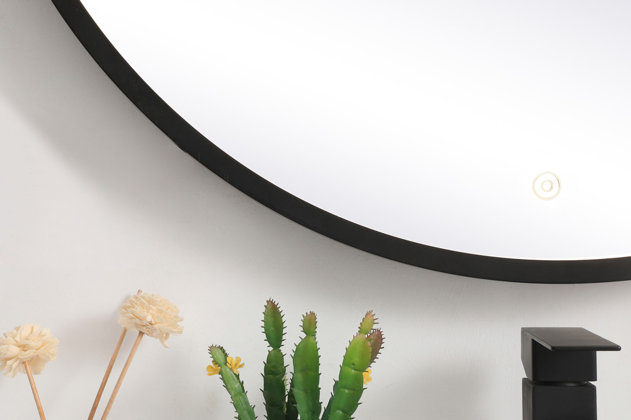 Elegant Decor MRE6032BK Pier 32 inch LED mirror with adjustable color temperature 3000K/4200K/6400K in black