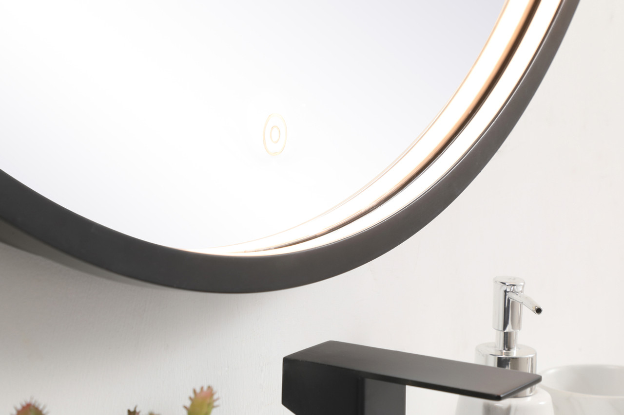 Elegant Decor MRE6032BK Pier 32 inch LED mirror with adjustable color temperature 3000K/4200K/6400K in black